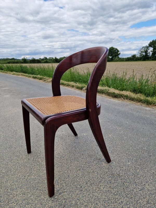 Chaise Baumann gondole en bois et cannage
