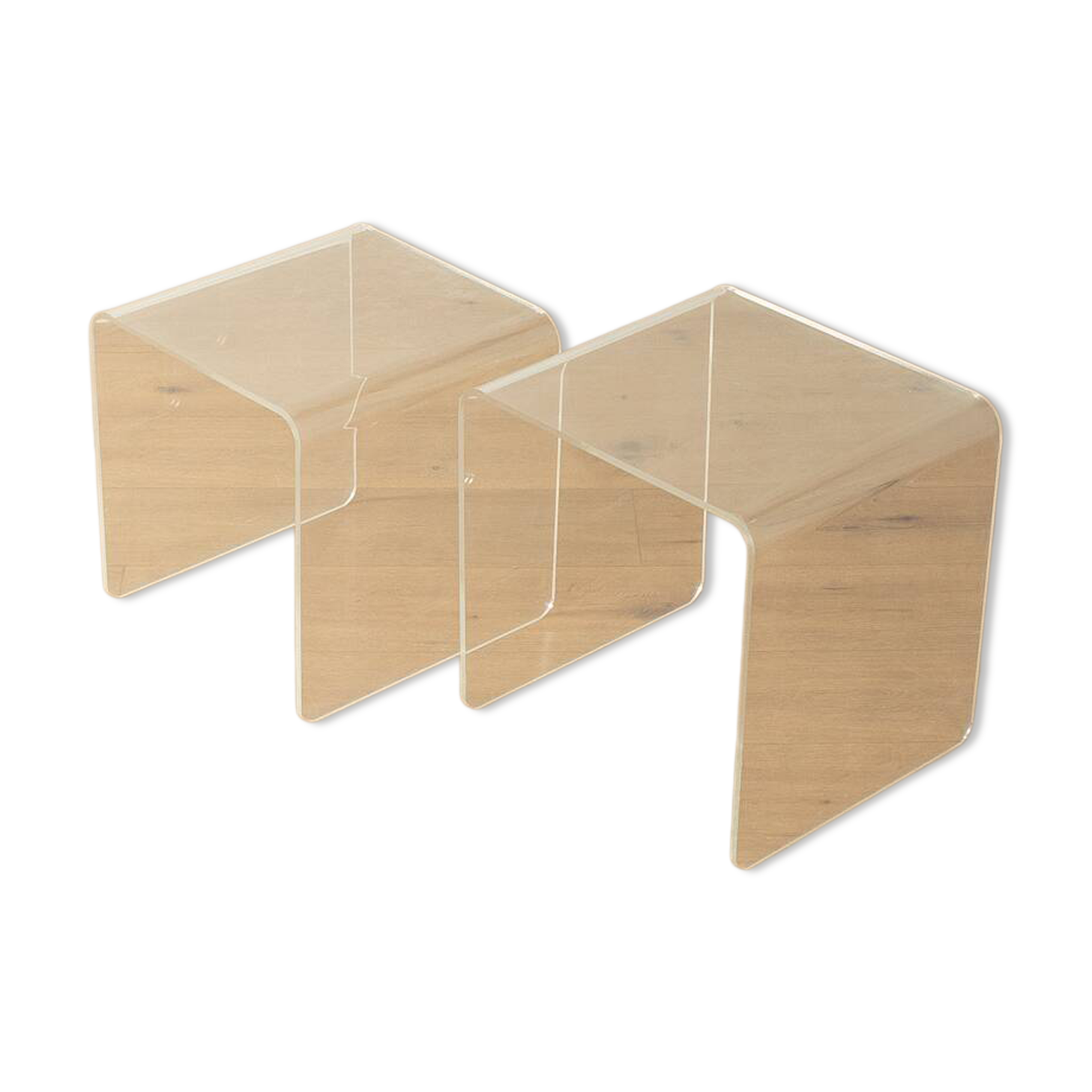 Minimalist side tables made of transparent acrylic glass, Space Age style, 1970s, set of 2