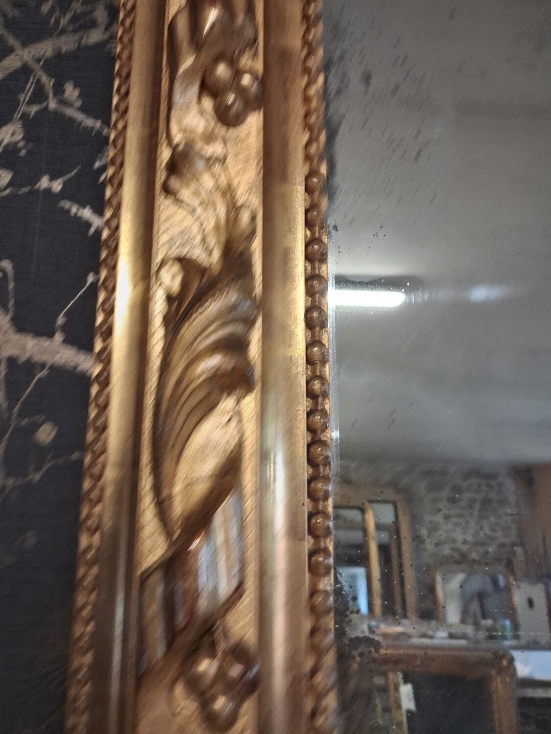 19th-century mirror, 2m x 1.2m.