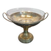 Art Deco brass cup and its engraved saucer.