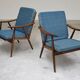 Pair of blue boomerang armchairs by Antonin Suman for Ton (Thonet) 1960