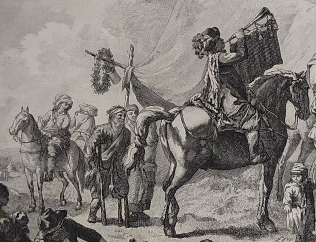 Dutch engraving XVIIIth "Riders in good humor"