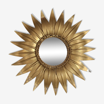 Miroir soleil laiton doré. vintage 50s