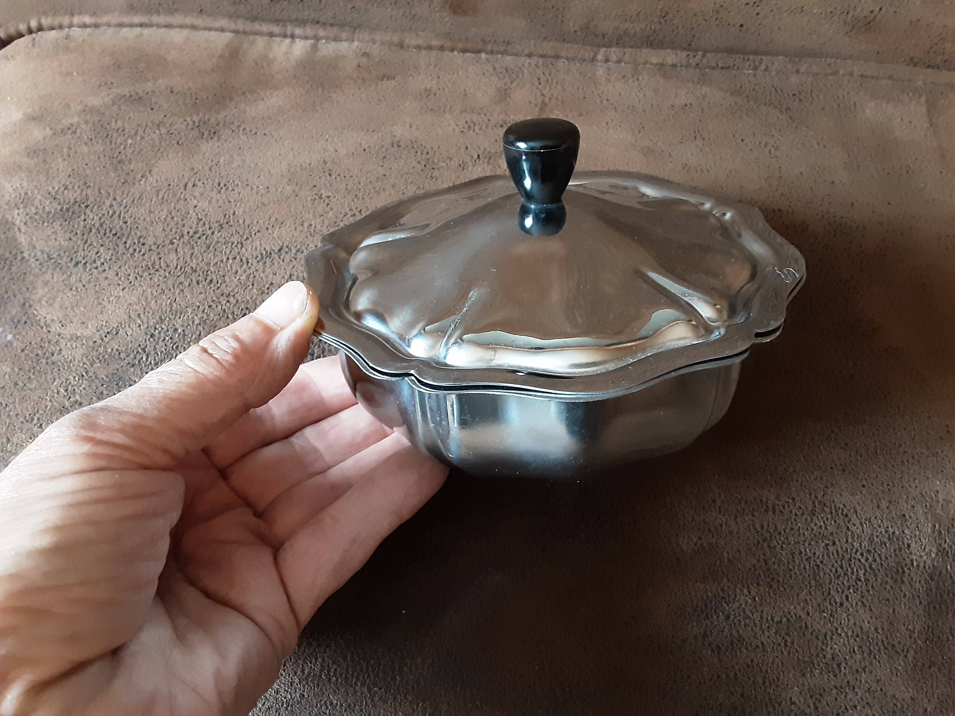 Vintage stainless steel sugar bowl