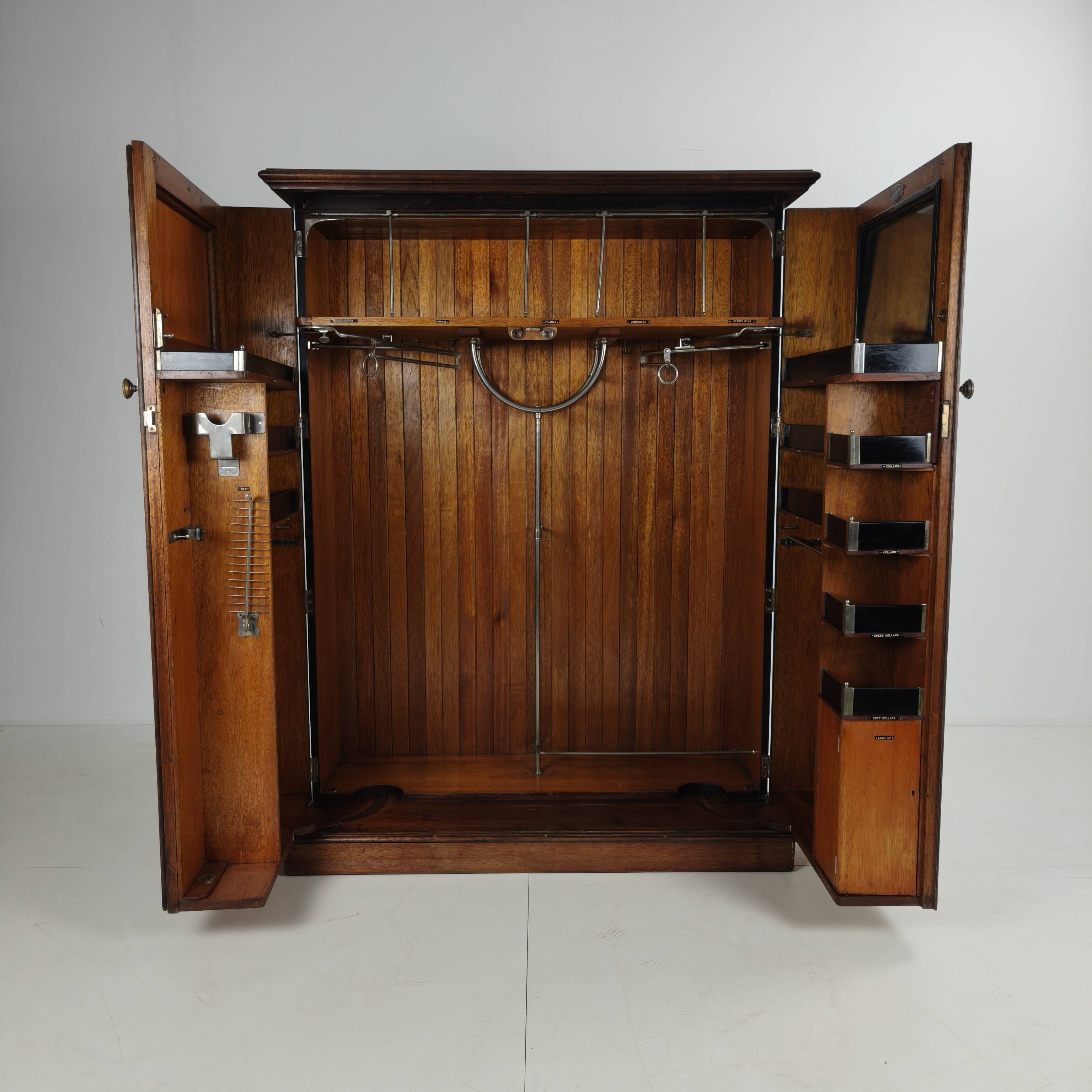 1920s Mahogany and Oak Compactom Ltd Gentleman’s Wardrobe