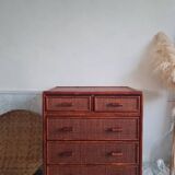 Vintage rattan chest of drawers circa 1960s