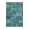 Tapis anatolien contemporain tissé à la main 200 cm x 297 cm tapis patchwork bleu
