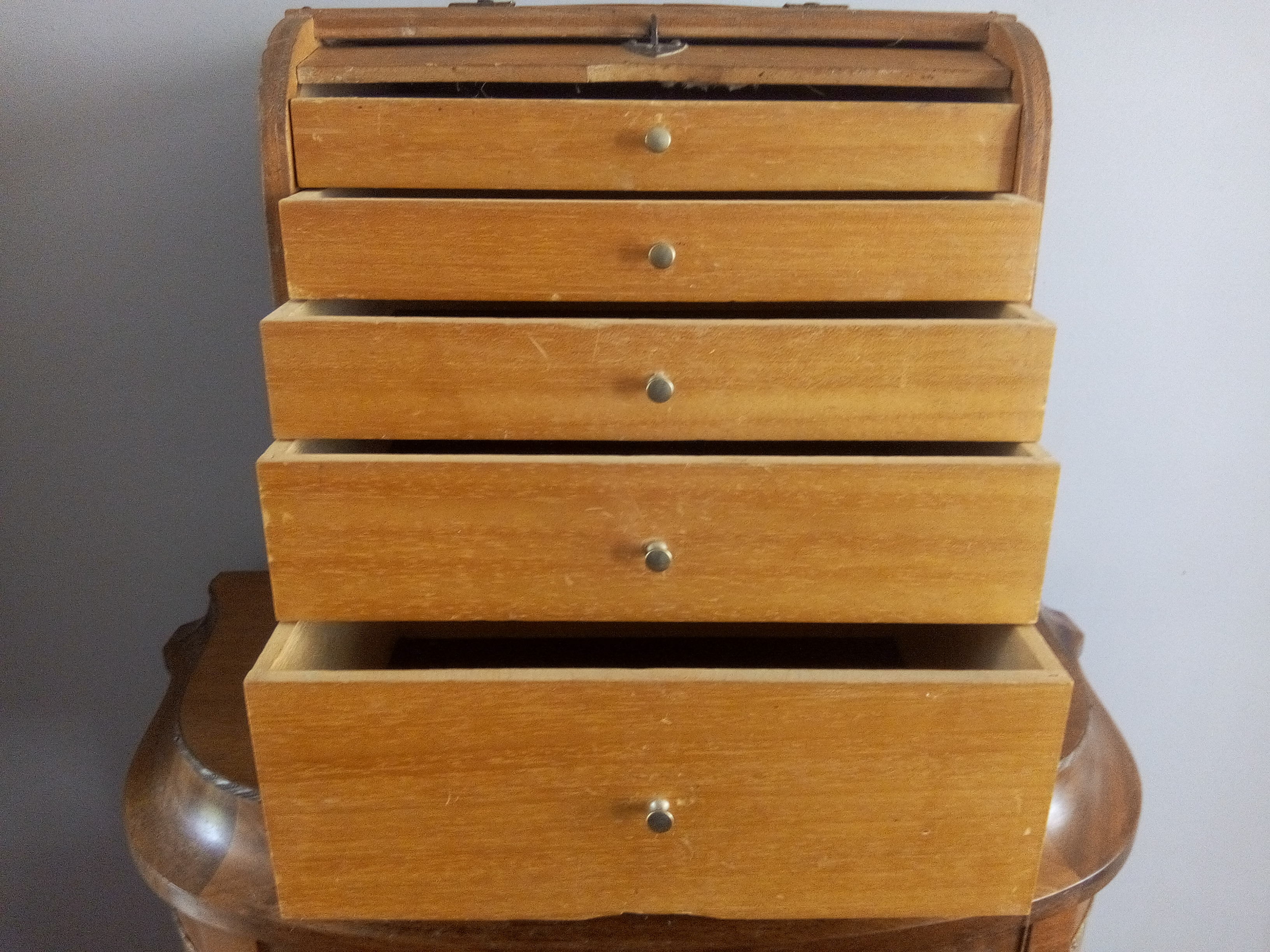 Small watchmaker's furniture with curtain. 50s