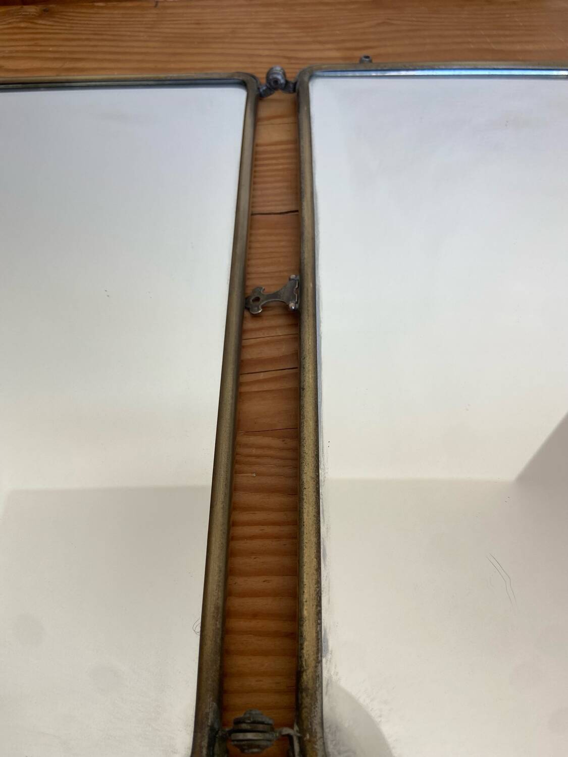 Metal triptych mirror from the 1950s