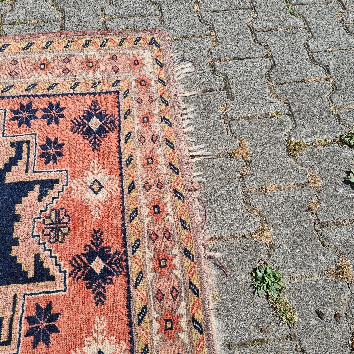 Old square shirvan rug, 1950s vintage