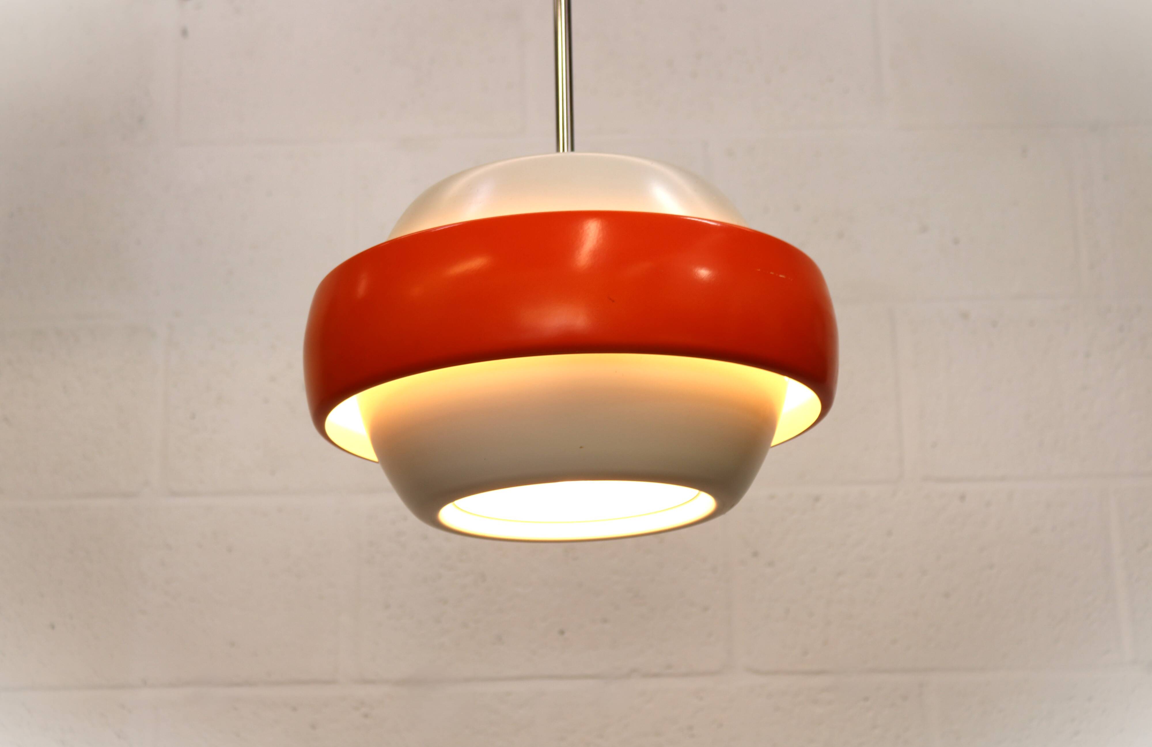 orange and white vintage lamp with chrome accent
