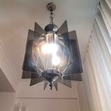 Lampe suspendue à 3 lumières en acrylique portugaise du milieu du siècle