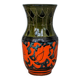 Sgraffito Scraffito enameled ceramic vase in green and orange colors - Year 1950