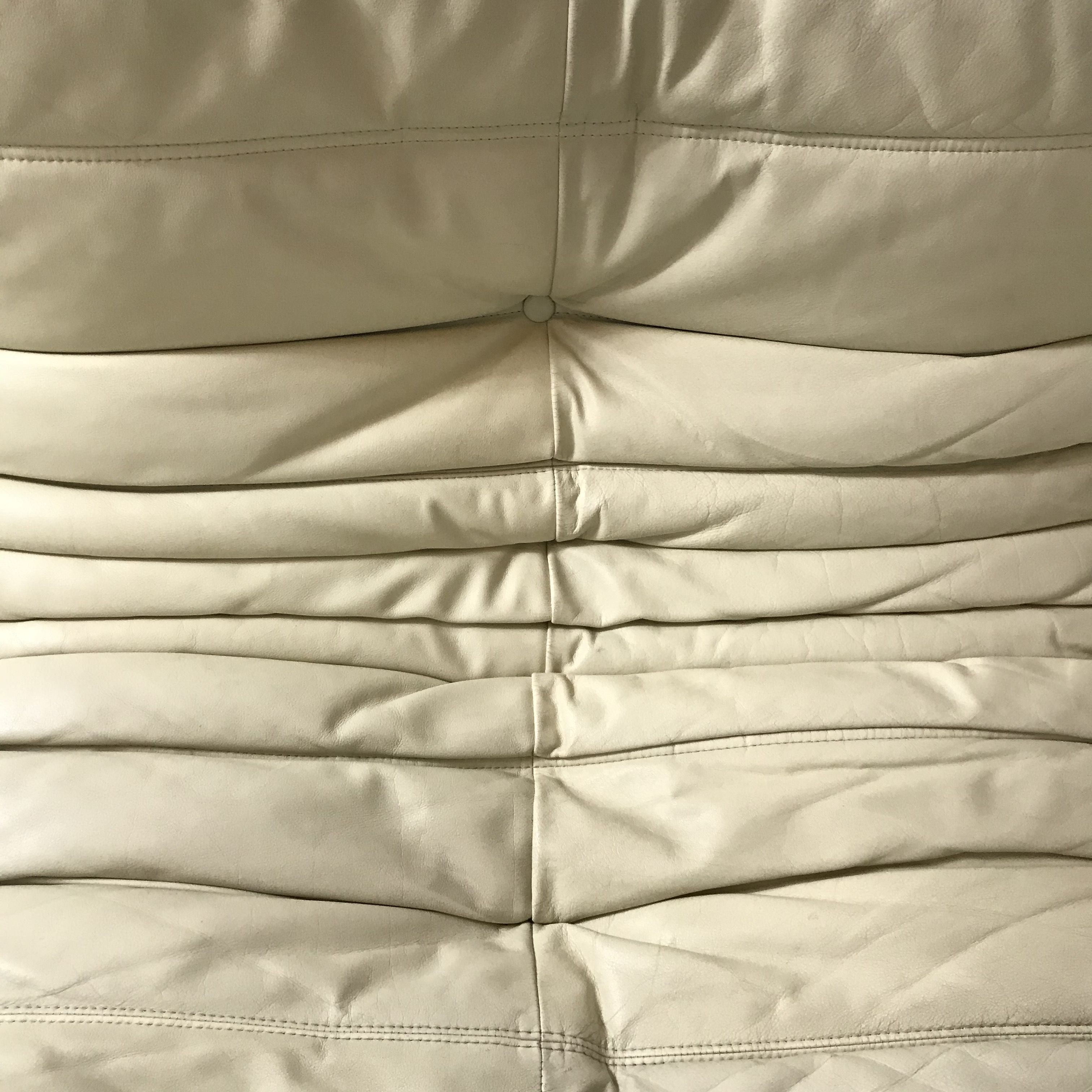 Togo sofa in beige leather by Michel Ducaroy for Ligne Roset, 1986