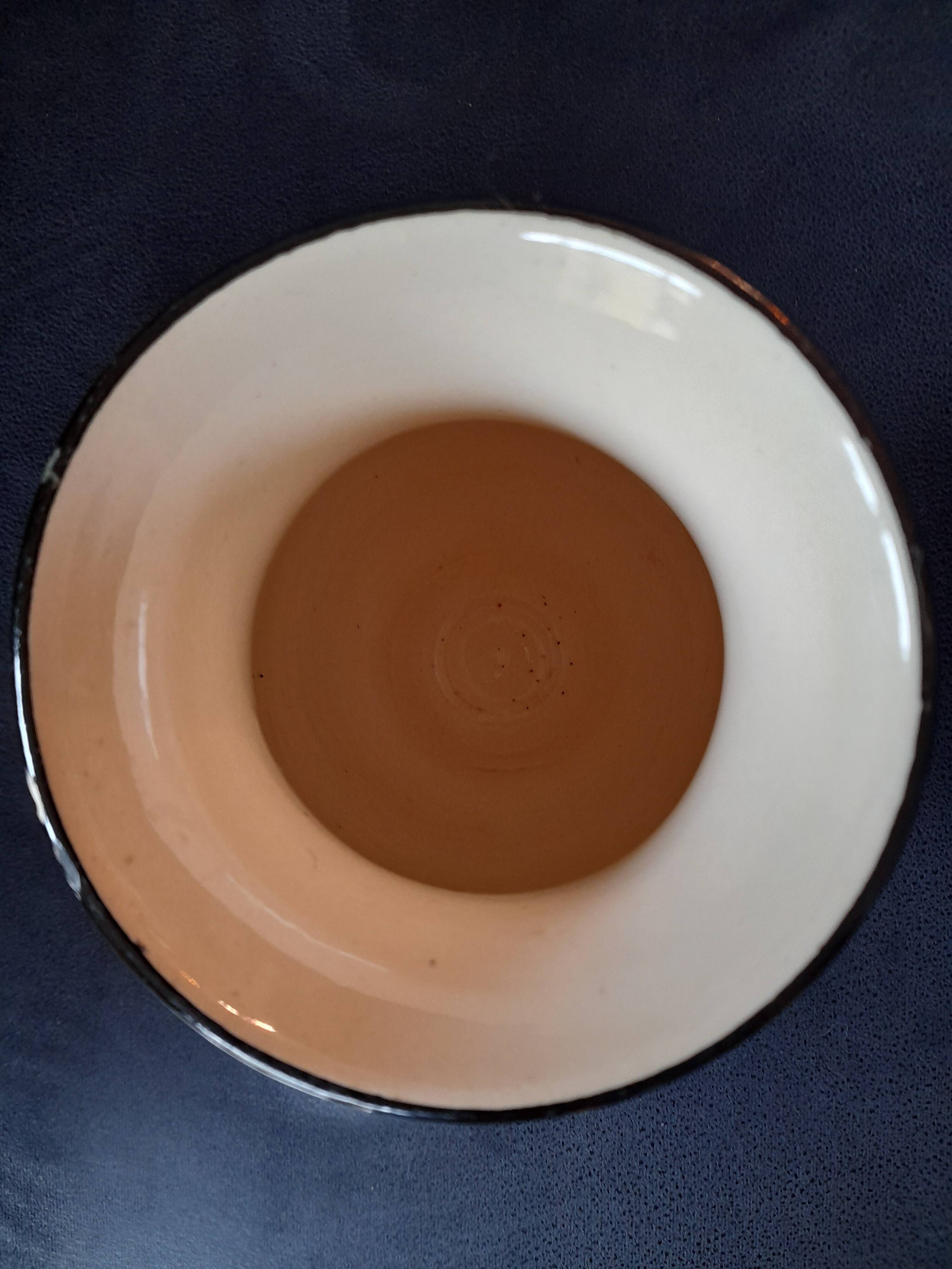 Vallauris glazed ceramic vase with incised flower decoration