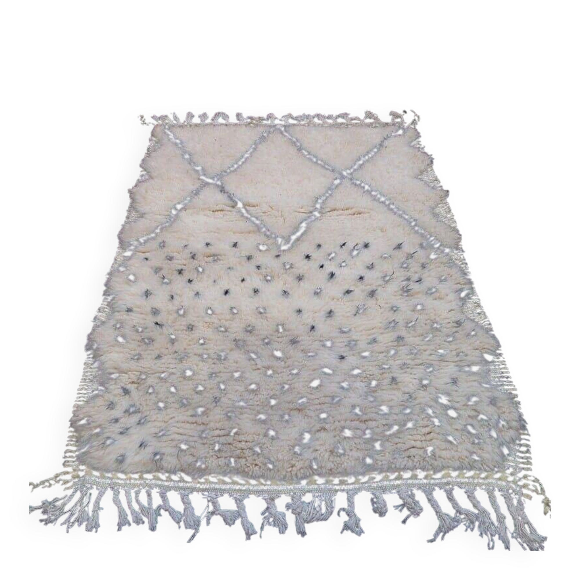 Authentic handmade pure wool rug in black and white, size 1.5/2.5 m.