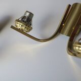 Paire d'appliques vintage doubles en laiton et verre, 1970