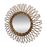 Sun rattan mirror 1960