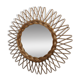 Sun rattan mirror 1960