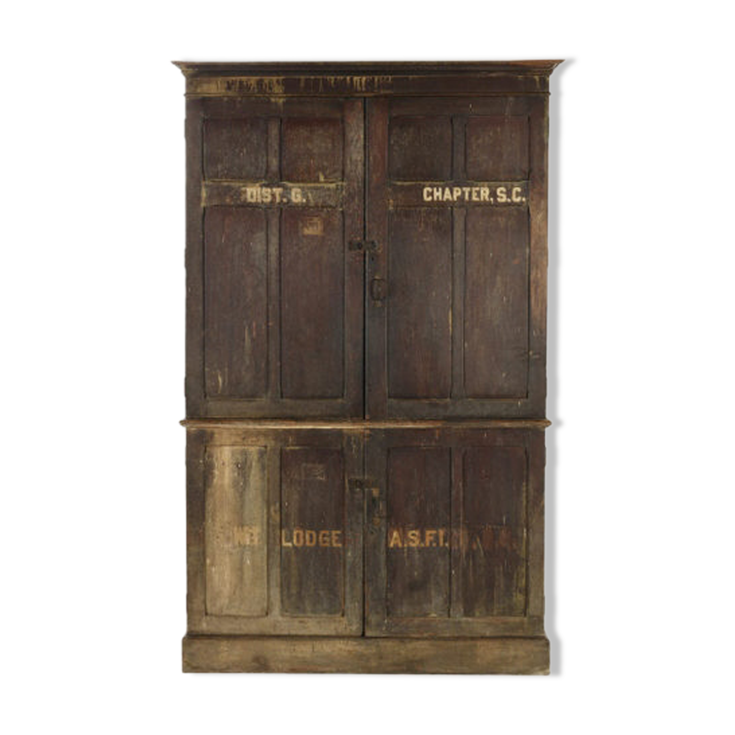 Postal sorting furniture in patinated wood