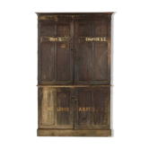 Postal sorting furniture in patinated wood