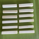 Set of 12 vintage knife rests in polished bone - ivory look, minimal