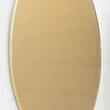Pair of Mid-Century Modern Italian Oval Mirrors Brass and Bronzed Mirror,70