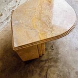 Vintage sandy coloured eye-shaped marble coffee table, France 1980s
