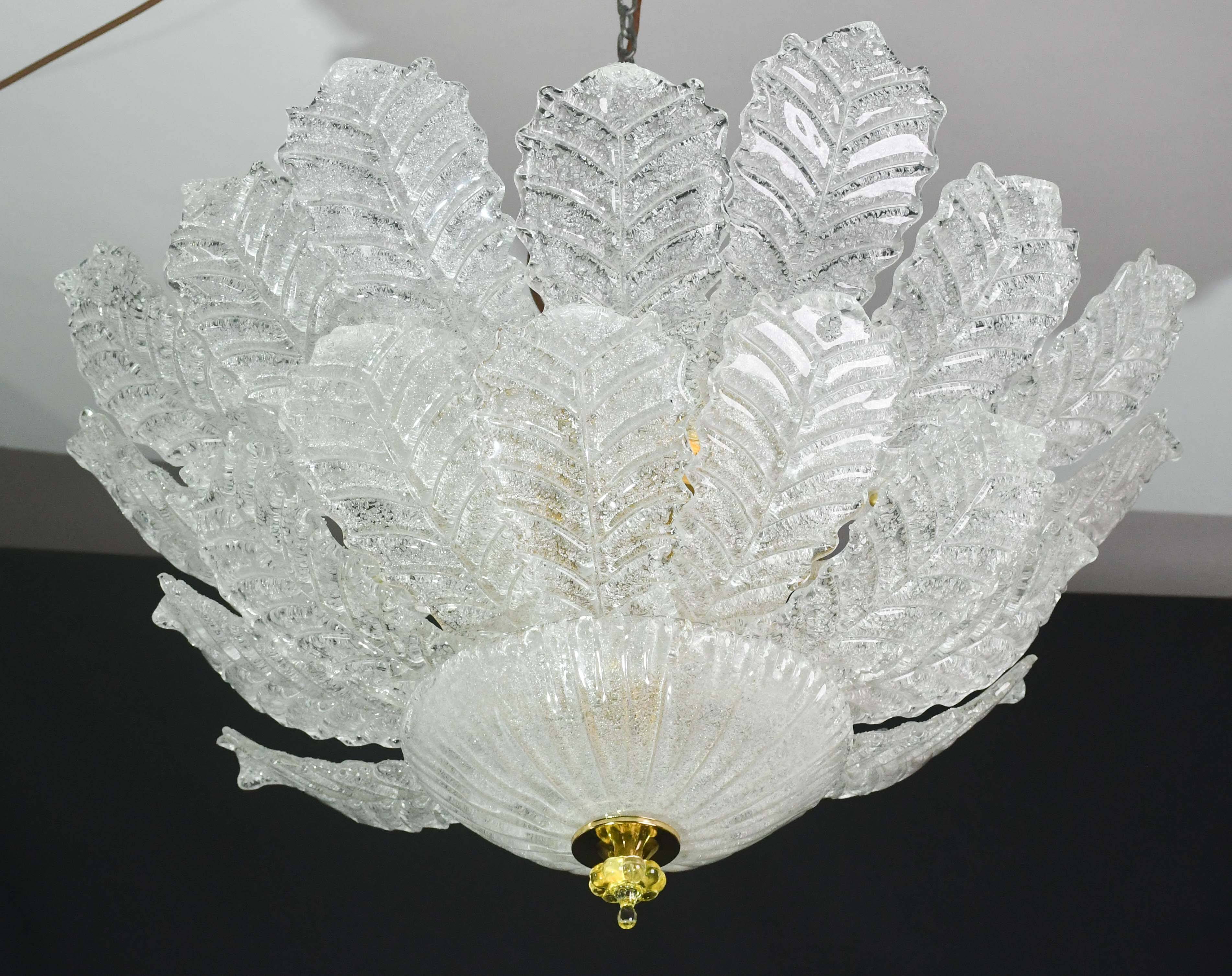 Florence, large size Murano clear transparent vintage glass ceiling light