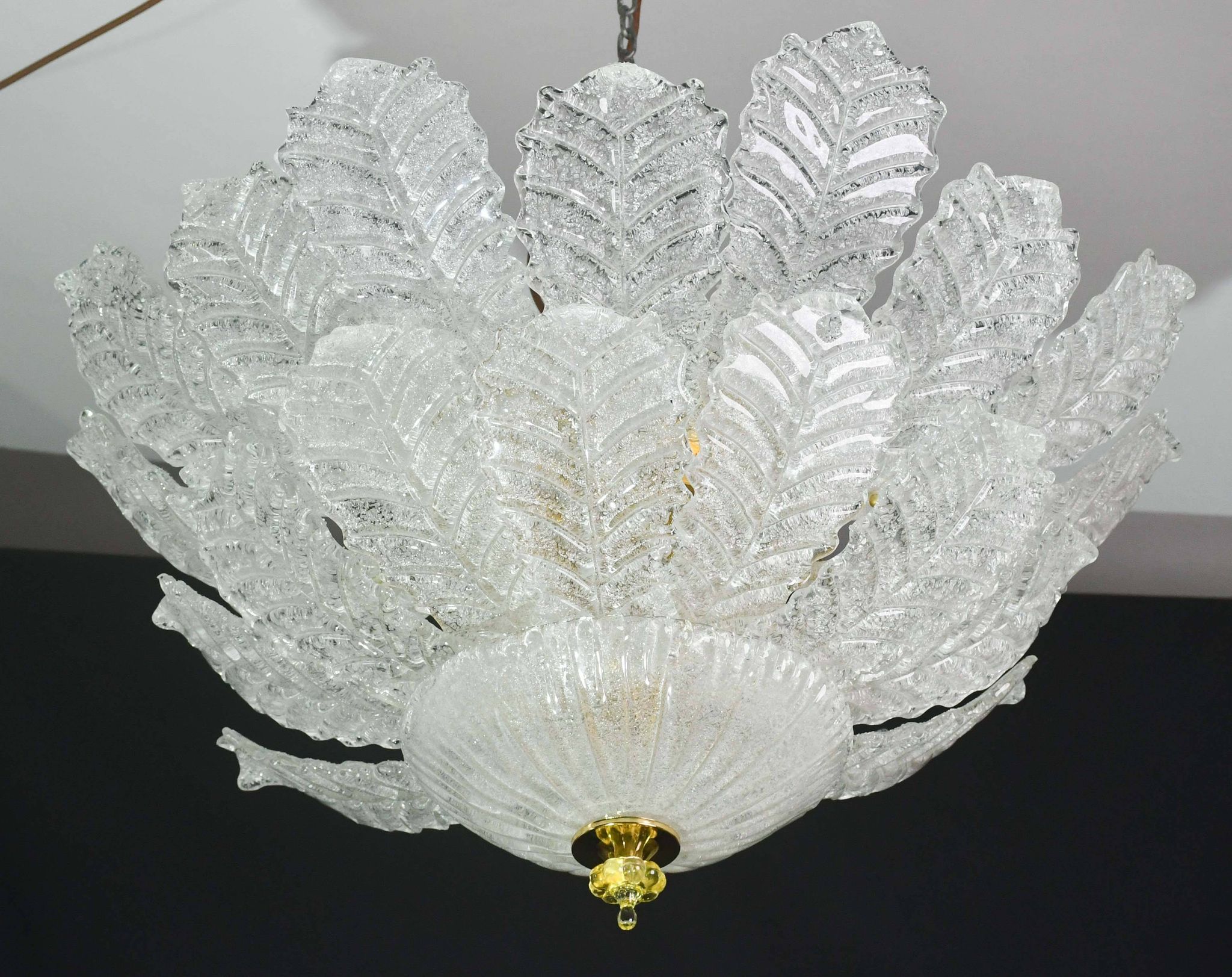 Florence, large size Murano clear transparent vintage glass ceiling light