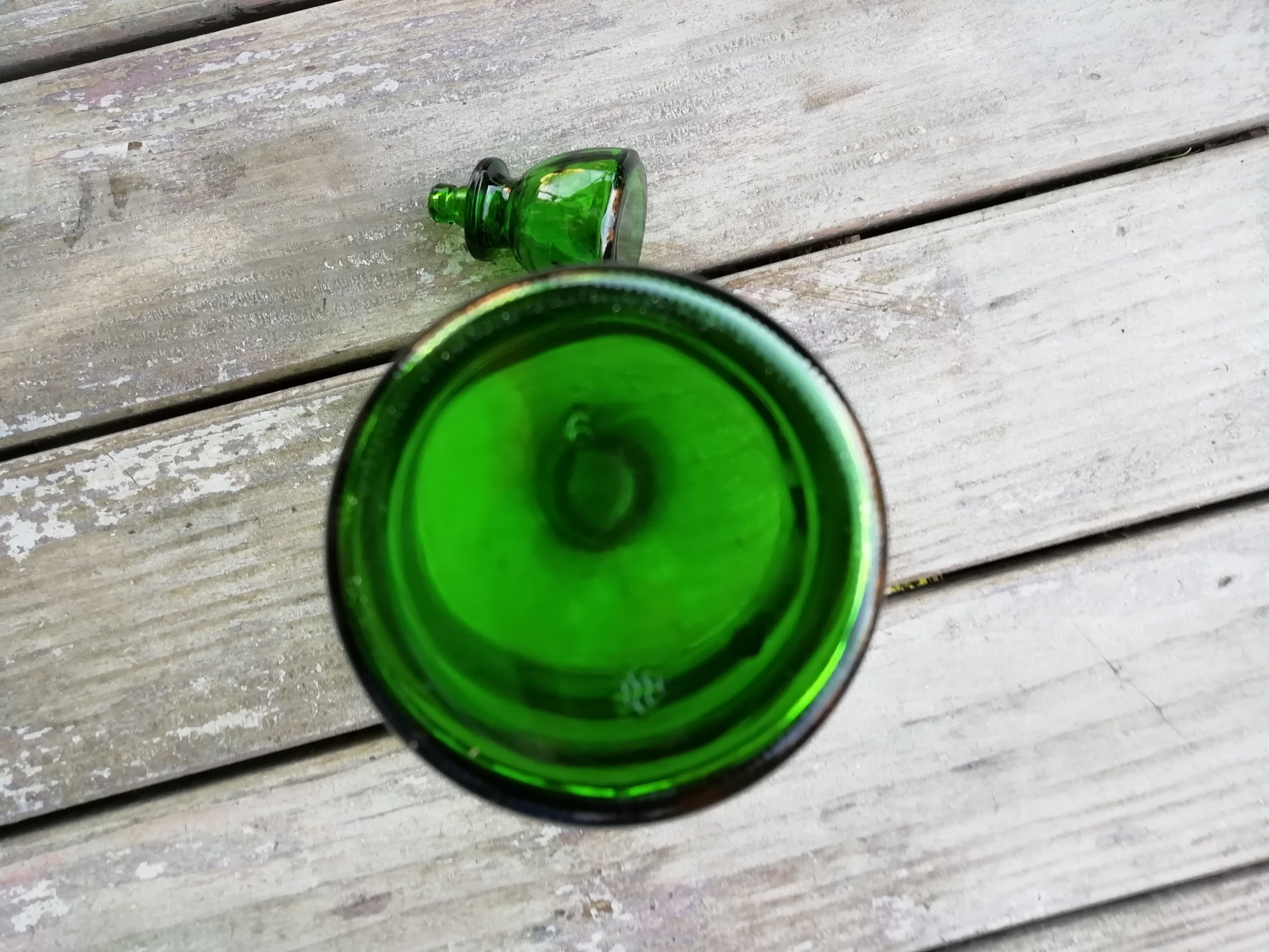 Green glass decanter