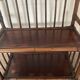 Vintage rattan and wood shelf from the 70s