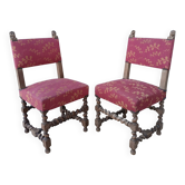 Paire de chaises Louis XIII en noyer 19ème