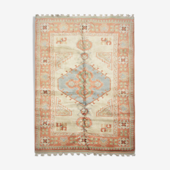 Handwoven antique turkish carpet, classic wool rug- 145x220cm