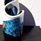 Tricolour vase, vintage seventies design, signed Elchinger, Vallauris.