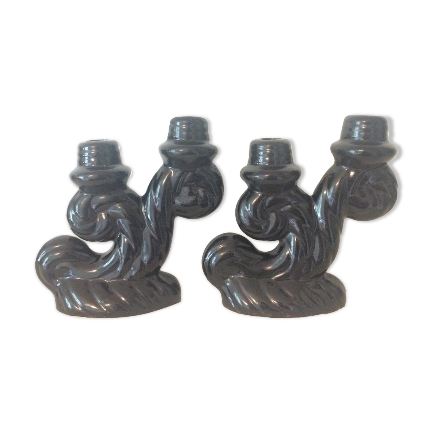 Vallauris ceramic candlestick lamp bases