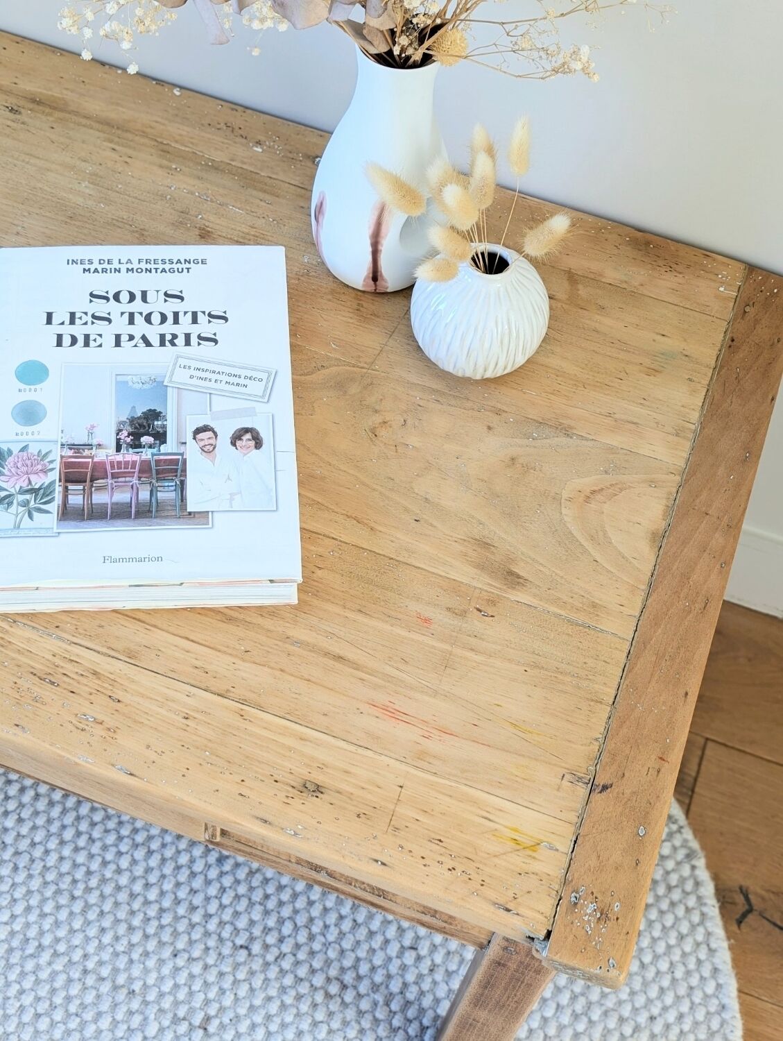 Antique solid wood coffee table with drawer.