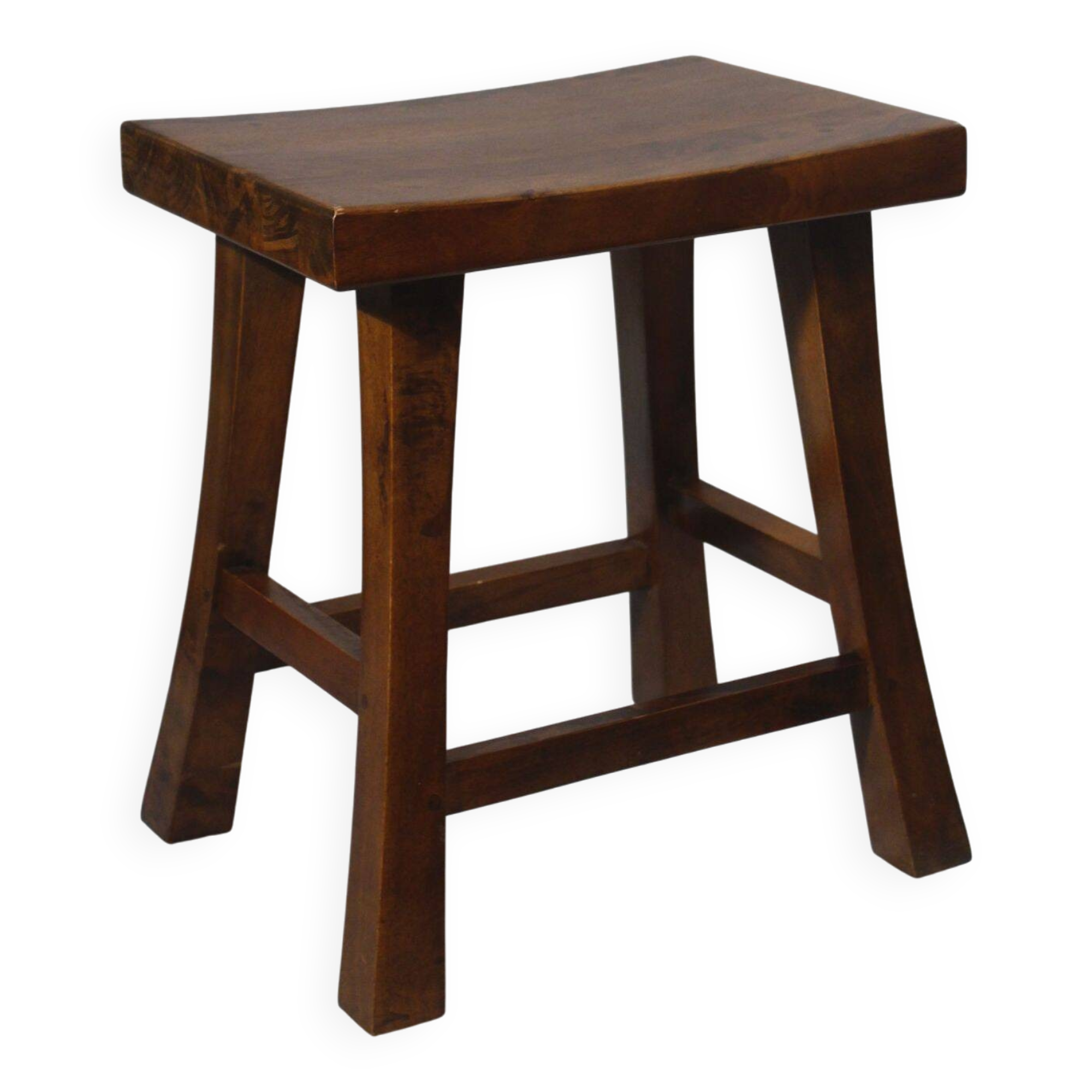 Vintage Orientalist Modernist Solid Wood Stool
