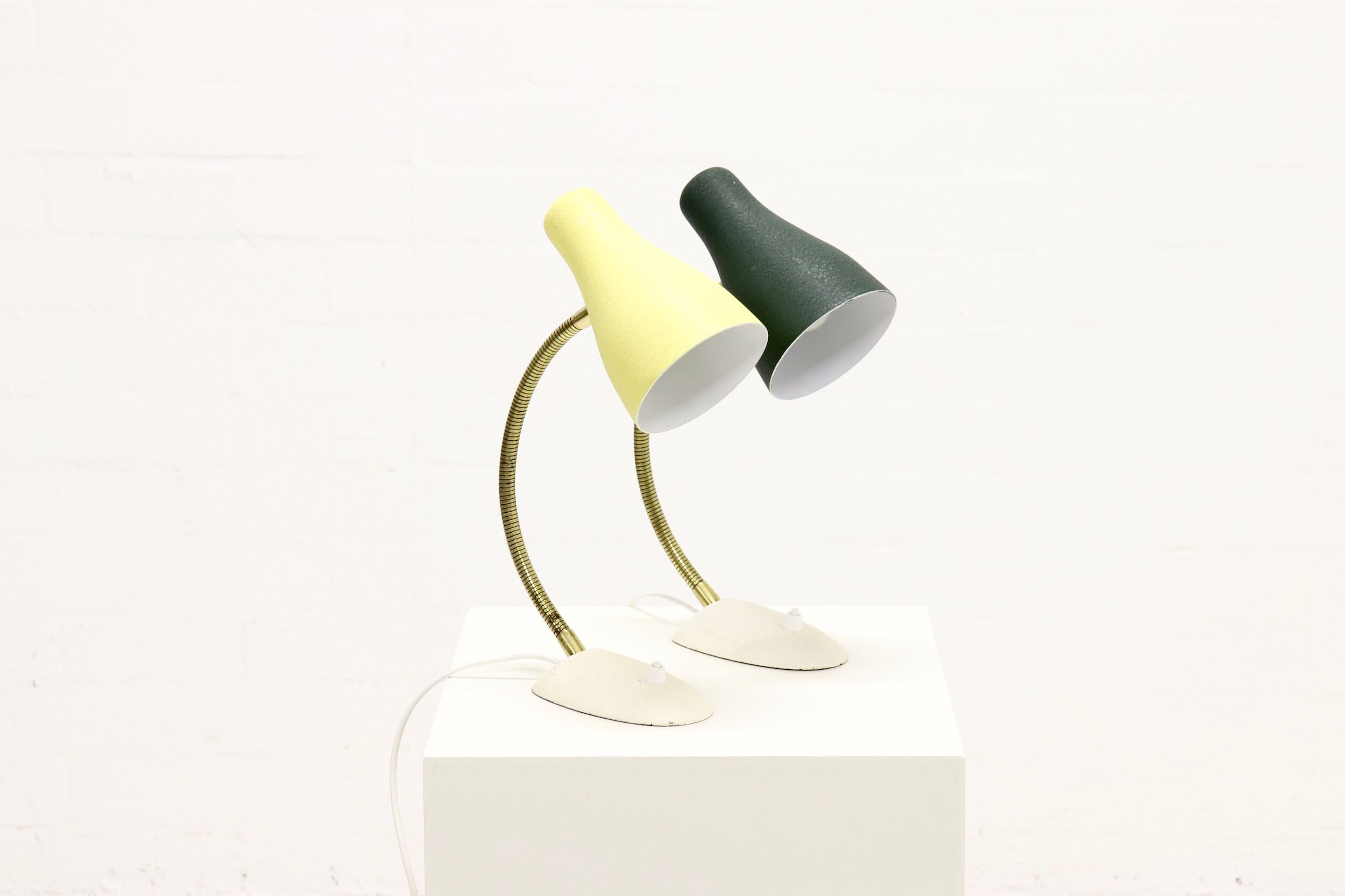 Set of 2 mid century desk lamps with metal shade, 1950