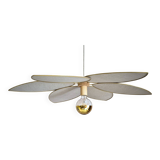 Suspension luminaire fleur XXL, 6 pétales en métal et lin