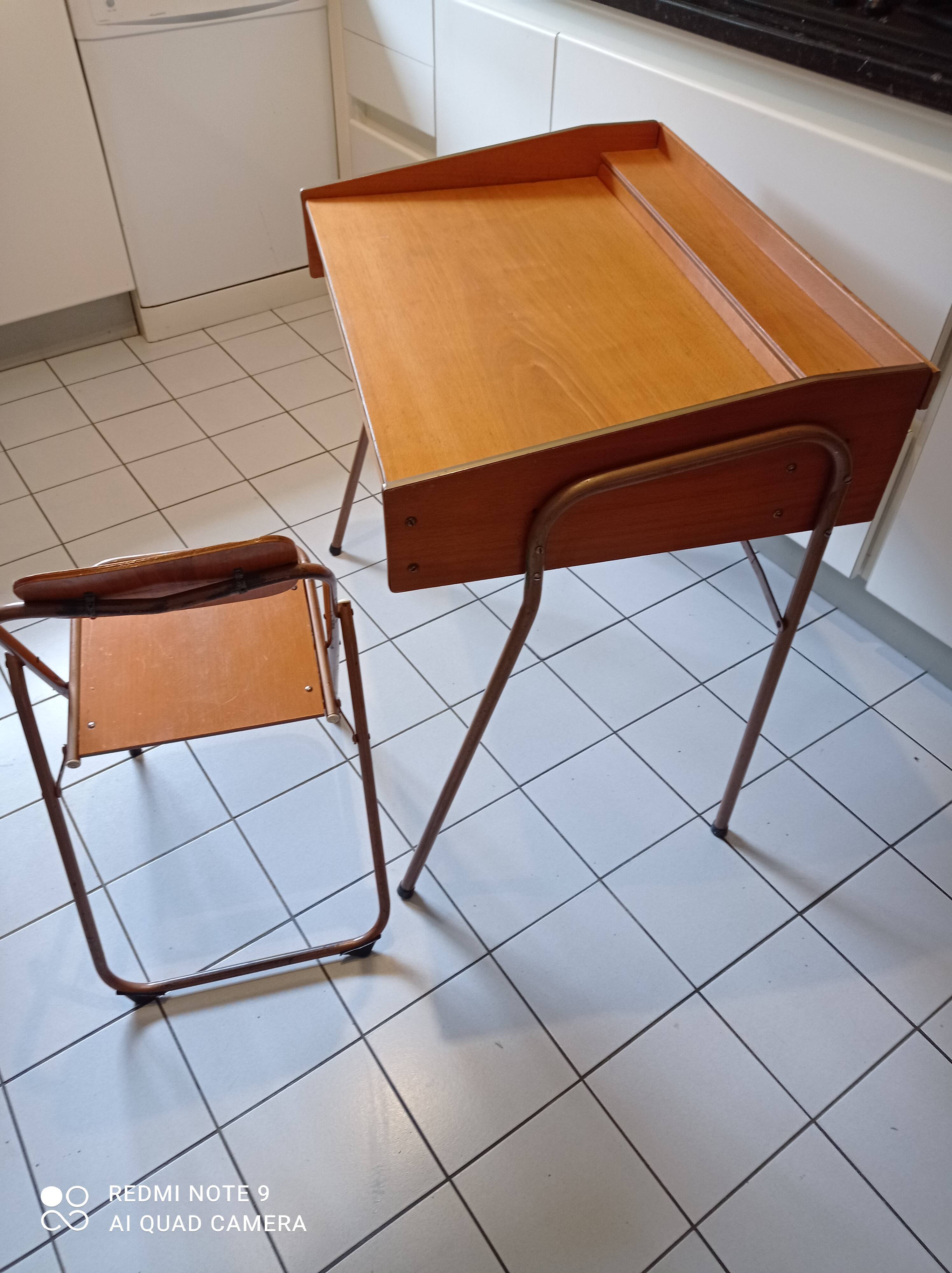 Bureau et chaise enfant vintage design lallemand