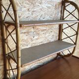 Vintage rattan wall shelf
