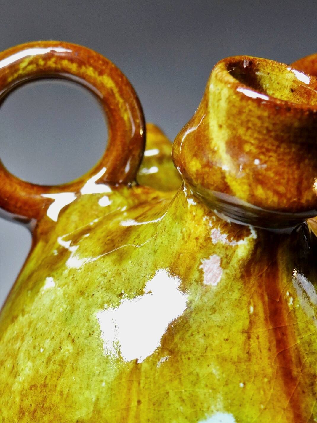 Handcrafted enamelled terracotta water jar signed