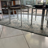 Vintage dining set – smoked glass & chrome – 5 chairs – year