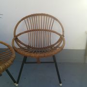 Duo de fauteuils corbeille en rotin