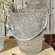 Seau à glace ou glaçons vintage en verre ciselé