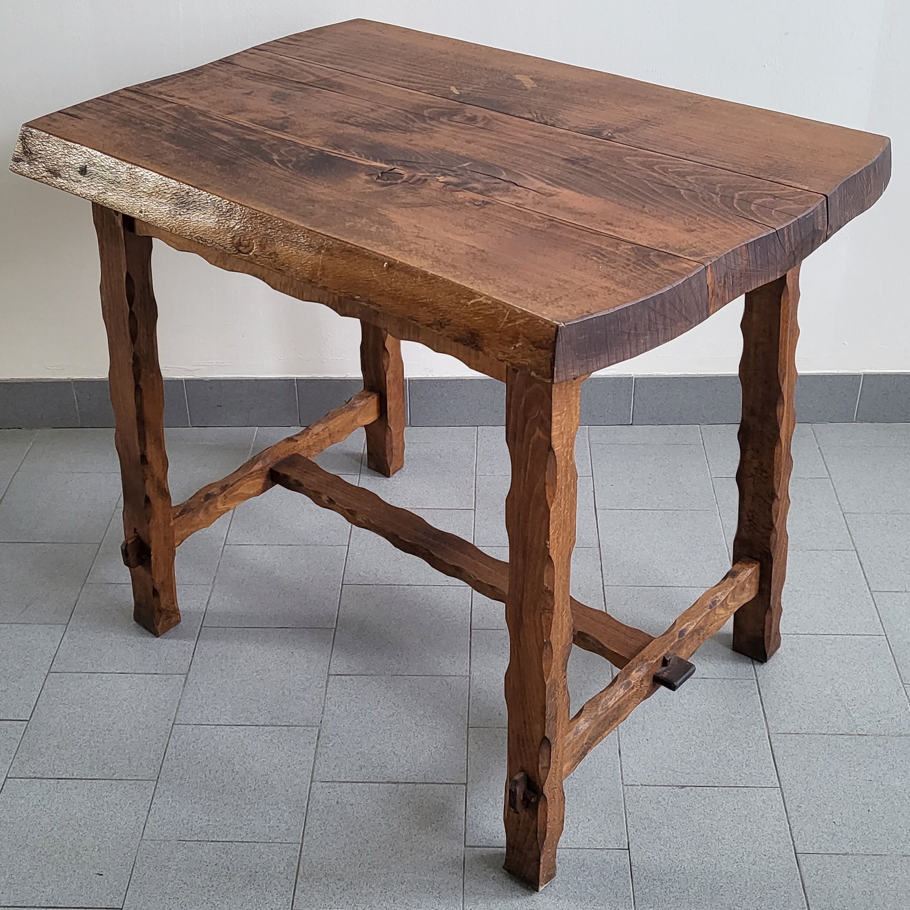 Vintage brutalist oak table 1970