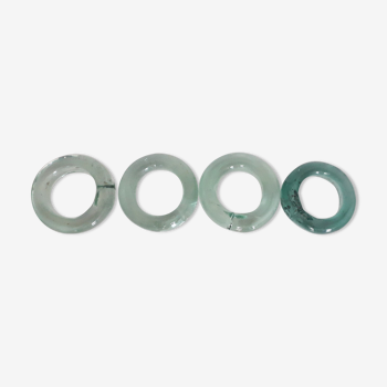 4 glass towel rings - handmade - 1940