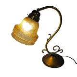 Table lamp - brass - glass - Hollywood Regency style - 70's