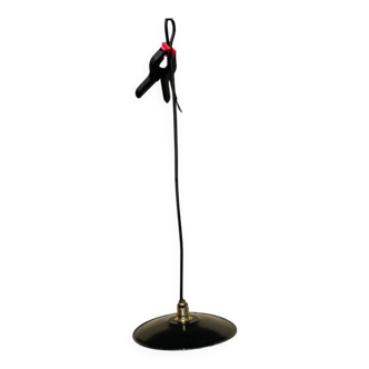 Suspension vintage en tôle émaillée verte et noire déco rétro fermé